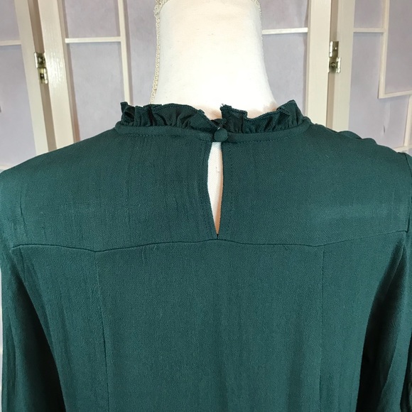 Umgee S L ONLY floral Embroidered bell sleeve dress dark teal - Picture 6 of 8